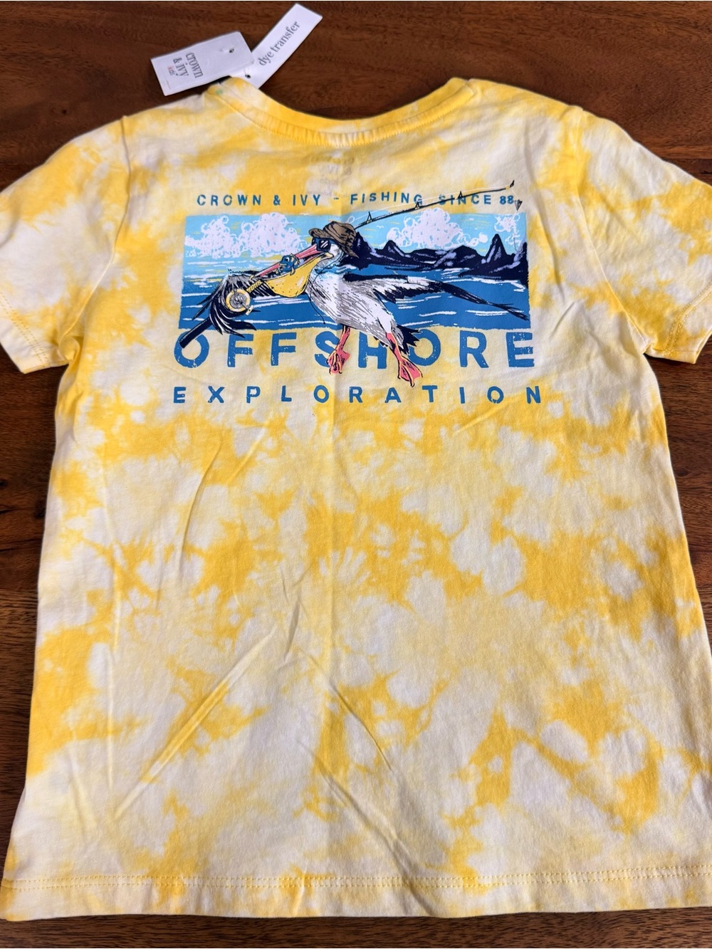 Brand New- Crown &Ivy Offshore Exploration Tie-Dye Tee - Yellow & White
